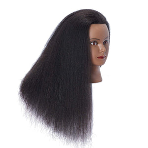 Cabeza de maniquí con cabello afro 100 % real coje color