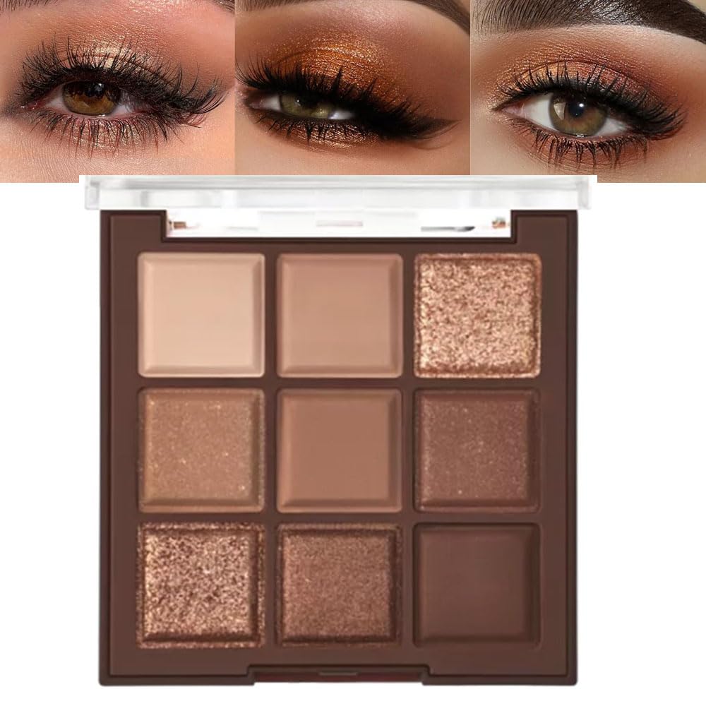 Paleta de sombras de ojos marrón nude neutro, paleta de sombra de ojos de color marrón oscuro, bronce y crema desnuda, paleta de sombra de ojos a22  natural altamente pigmentada para ojos marrones