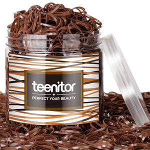 Teenitor Bandas elásticas para el cabello, cintas pequeñas para el cabello, A21  2000 unidades, marrón claro
