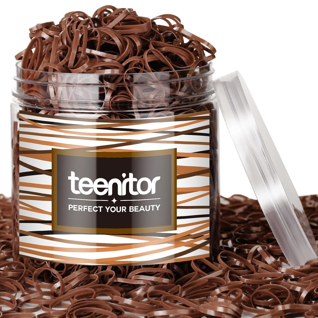 Teenitor Bandas elásticas para el cabello, cintas pequeñas para el cabello, A21  2000 unidades, marrón claro