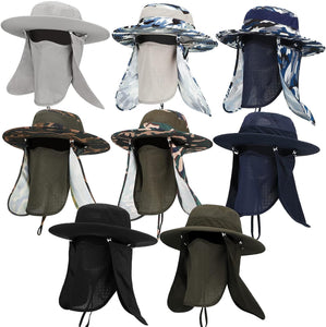 8 sombreros de pesca con cubierta facial y solapa
