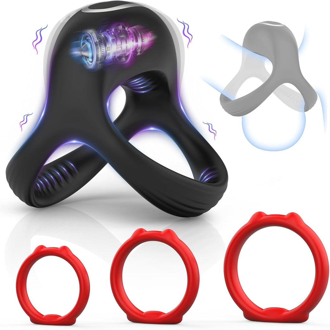 Anillo vibrador para el pene con 10 modos de vibración y 3 tamaños diferentes