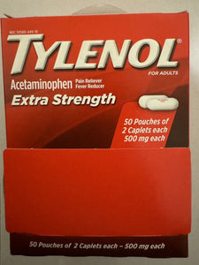 Tylenol cápsulas extra fuertes, (50 paquetes individuales)
