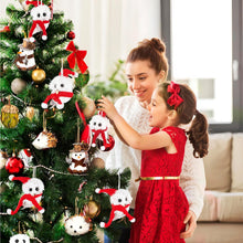 Cargar imagen en el visor de la galería, 4 adornos de búho blanco con sombrero de Papá Noel, adornos de animales colgantes hechos a mano,  A19
