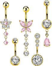 Cargar imagen en el visor de la galería, MS CUTE - Juego de 5 piezas de piercing para ombligo para mujer, 14 G
