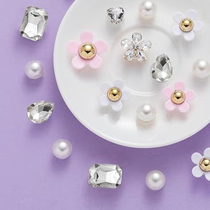 NEVEGE Dijes para zapatos, 24 piezas de dijes de flores con diamantes de imitación de cristal,  a22 decoración de zapatos, encantos de flores para zapatos de regalo