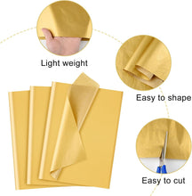 Cargar imagen en el visor de la galería, NEBURORA 120 hojas de papel de seda dorado metálico de 14 x 20 pulgadas, papel de regalo dorado a granel para bolsas de regalo, embalaje, relleno floral, manualidades, Navidad, cumpleaños, decoración A19
