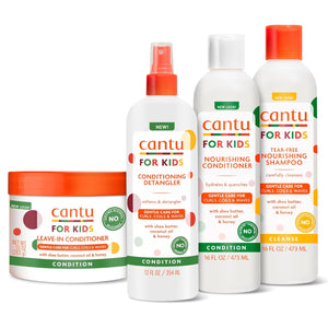 Cantu Care for Kids - Juego de régimen de cuidado del cabello con champú de gran tamaño + acondicionador + desenredante + acondicionador sin enjuague  A19