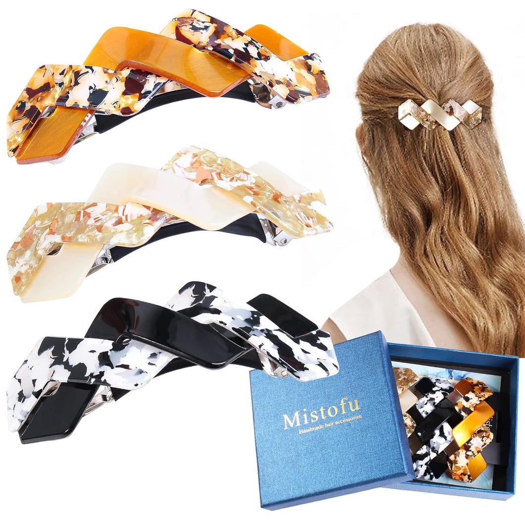 3 pasadores para mujer, horquillas francesas grandes, cierres retro para accesorios de cabello grueso A21
