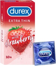 Cargar imagen en el visor de la galería, Durex Preservativos extrafinos con sabor a fresa silvestre para hombre - 10s
