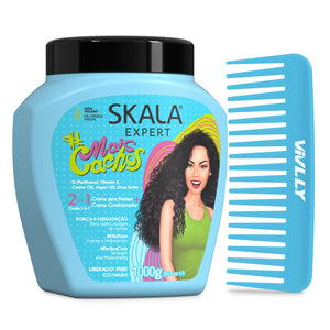SKALA Tipo 3ABC 2-en-1 Control de encrespamiento: Tratamiento acondicionador y crema para peinar para cabello rizado con peine gratis  A19