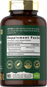 Cápsulas de extracto de ginseng coreano de 1500 mg
