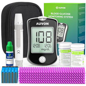 AUVON Kit de monitor de glucosa en sangre a24