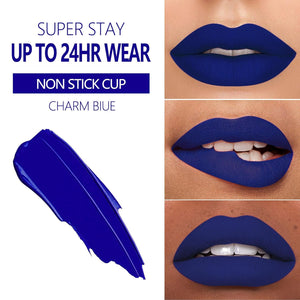 Lápiz labial azul oscuro para mujer, color permanece de larga duración A19
