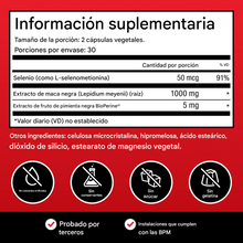 Cargar imagen en el visor de la galería, Maca Negra de 1000 mg 60 capsulas
