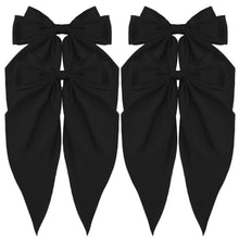 Cargar imagen en el visor de la galería, Pasadores de lazo de cola larga de gran tamaño, accesorios de satén sedoso negro para mujer, a21 clips de metal para niñas
