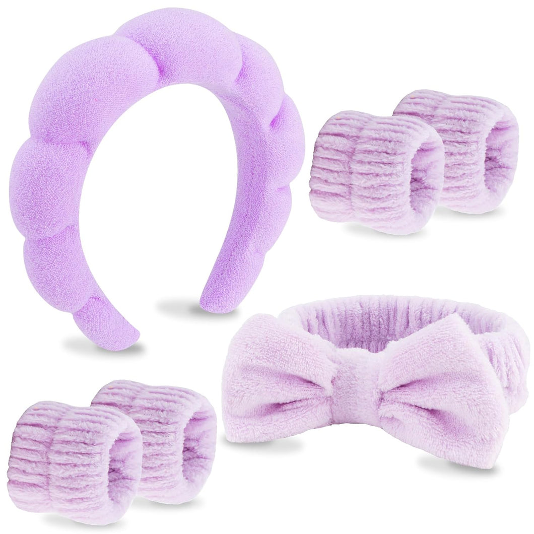 VELSCRUN Paquete de 6 bandas para el pelo de microfibra morada