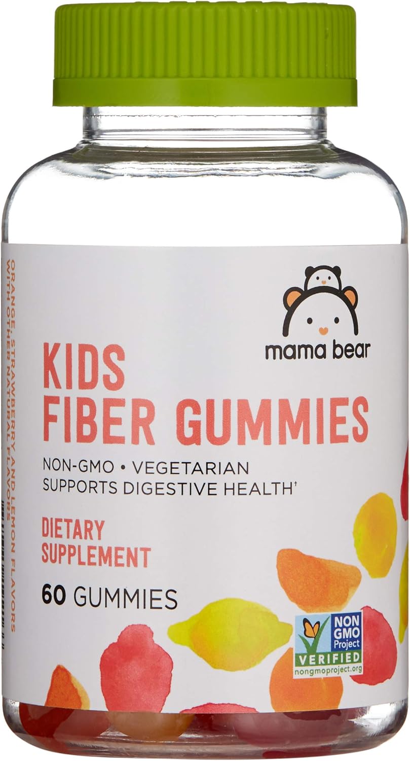 Marca Amazon Mama Bear - Gomitas de fibra para niños - Apoya la salud digestiva, naranja, 60 unidades