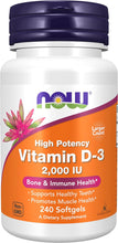 Cargar imagen en el visor de la galería, Vitamina D3 2,000 UI, alta potencia
