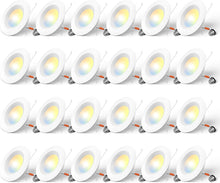 Cargar imagen en el visor de la galería, Paquete de 24 luces LED empotrables 5CCT de 5/6 pulgadas, regulable, 12.5 W = 100 W, 950 LM, 2700 K/3000 K/4000 K/5000 K/6000 K
