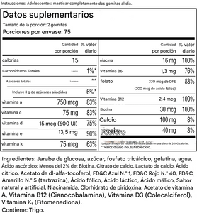 Gomitas multivitamínicas para niños adolescentes