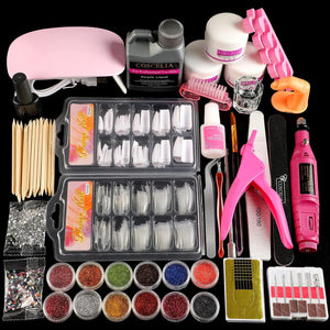 Kit de uñas acrílicas con todo para principiantes con taladro y luz UV