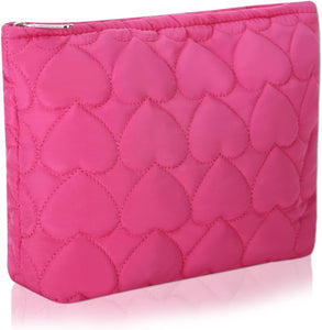 Bolsa de cosméticos Bolsa de maquillaje Preppy Cute Corduroy Neceser para mujeres esenciales de viaje, rosa (Rosy Heart),  Cara de moda