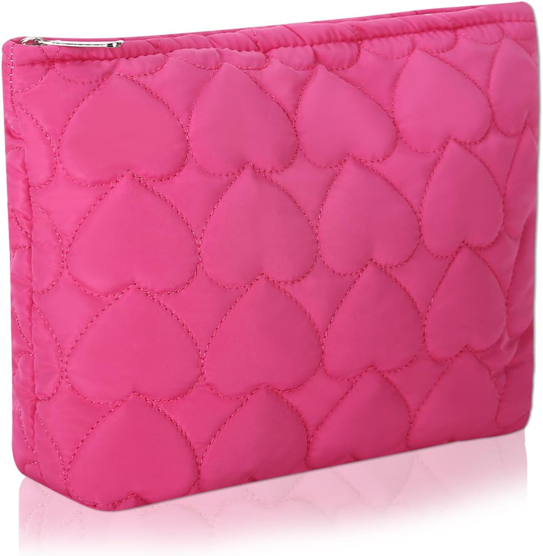 Bolsa de cosméticos Bolsa de maquillaje Preppy Cute Corduroy Neceser para mujeres esenciales de viaje, rosa (Rosy Heart),  Cara de moda