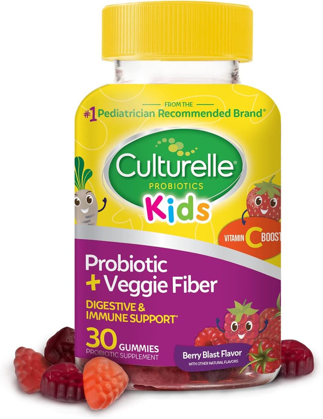 Daily Probiótico + Gomitas de fibra vegetal, prebiótico + probiótico con refuerzo de vitamina C,  a24