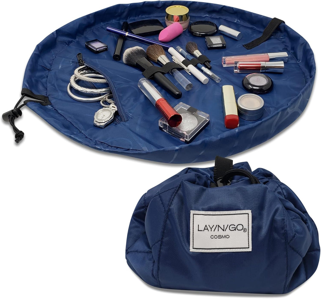 Organizador de maquillaje con cordón para viajes y A22  uso diario con un diseño patentado y duradero,A22  20 pulgadas, azul marino