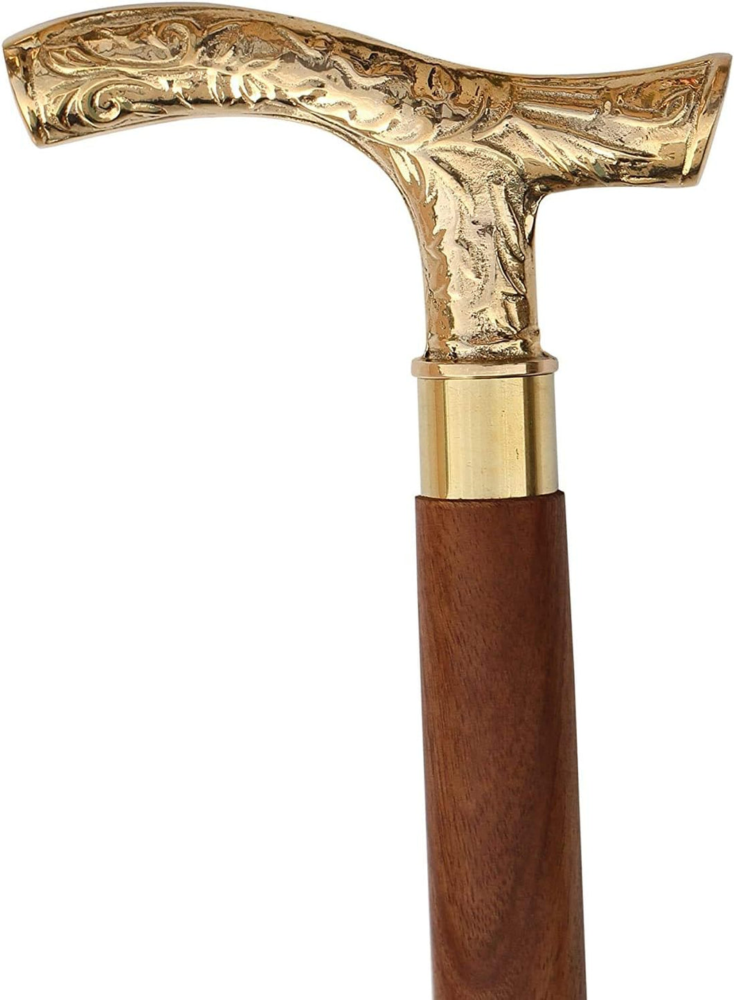 Bastón de madera con oro senderismo unisex