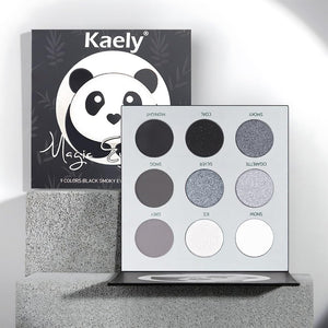 Paleta de sombras de ojos ahumadas negras y grises, altamente pigmentada, sombra de ojos ahumada, sombra de ojos ahumada de 9 colores, sombra de ojos negra resplandeciente,  a22 maquillaje de ojos de larga