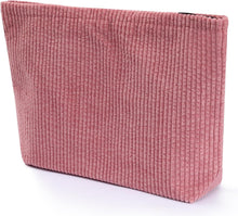 Cargar imagen en el visor de la galería, Bolsa de cosméticos Bolsa de maquillaje Preppy Cute Corduroy Neceser para mujeres esenciales de viaje, a22 Rosado, Cara de moda

