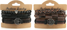 Cargar imagen en el visor de la galería, Pulseras de cuero genuino con diseño de árbol de la vida para hombres
