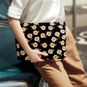 Bolsa de cosméticos Bolsa de maquillaje Preppy Cute Corduroy Neceser para mujeres esenciales de viaje a22 negro (Flower Black), Cara de moda