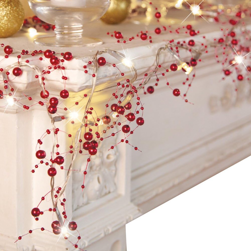 Festive – Guirnalda berry-beaded iluminado día festivo, Rojo A19