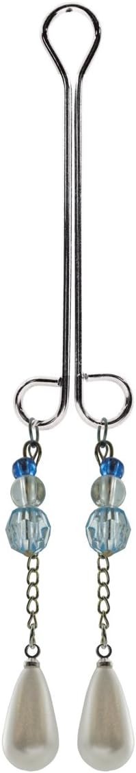 Clit – Abrazadera doble Loop w/perla sobre cadena & Blue Beads a24