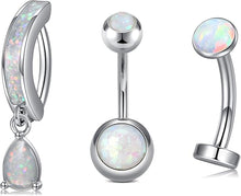 Cargar imagen en el visor de la galería, JFORYOU Anillo de Ombligo Clicker Corazón Flotante de Ópalo Piercing
