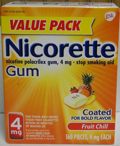 Nicorette nicotina goma de mascar dejar de fumar 4mg sabor a Fruit Chill Exp.2027