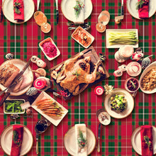 Cargar imagen en el visor de la galería, 3 manteles de fiesta a cuadros de búfalo de Navidad, mantel rectangular de plástico desechable rojo y verde para Navidad, suministros de fiesta de invierno, 54 x 108 pulgadas A19
