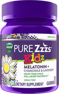 Vicks Pure Zzzs Kidz - Gomitas de melatonina con lavanda a23  y manzanilla para niños y niños, sabor a bayas naturales, 0.5 mg por gomita, 30 unidades a23