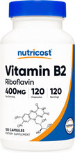 Cargar imagen en el visor de la galería, Vitamina B2 400mg 120 cápsulas
