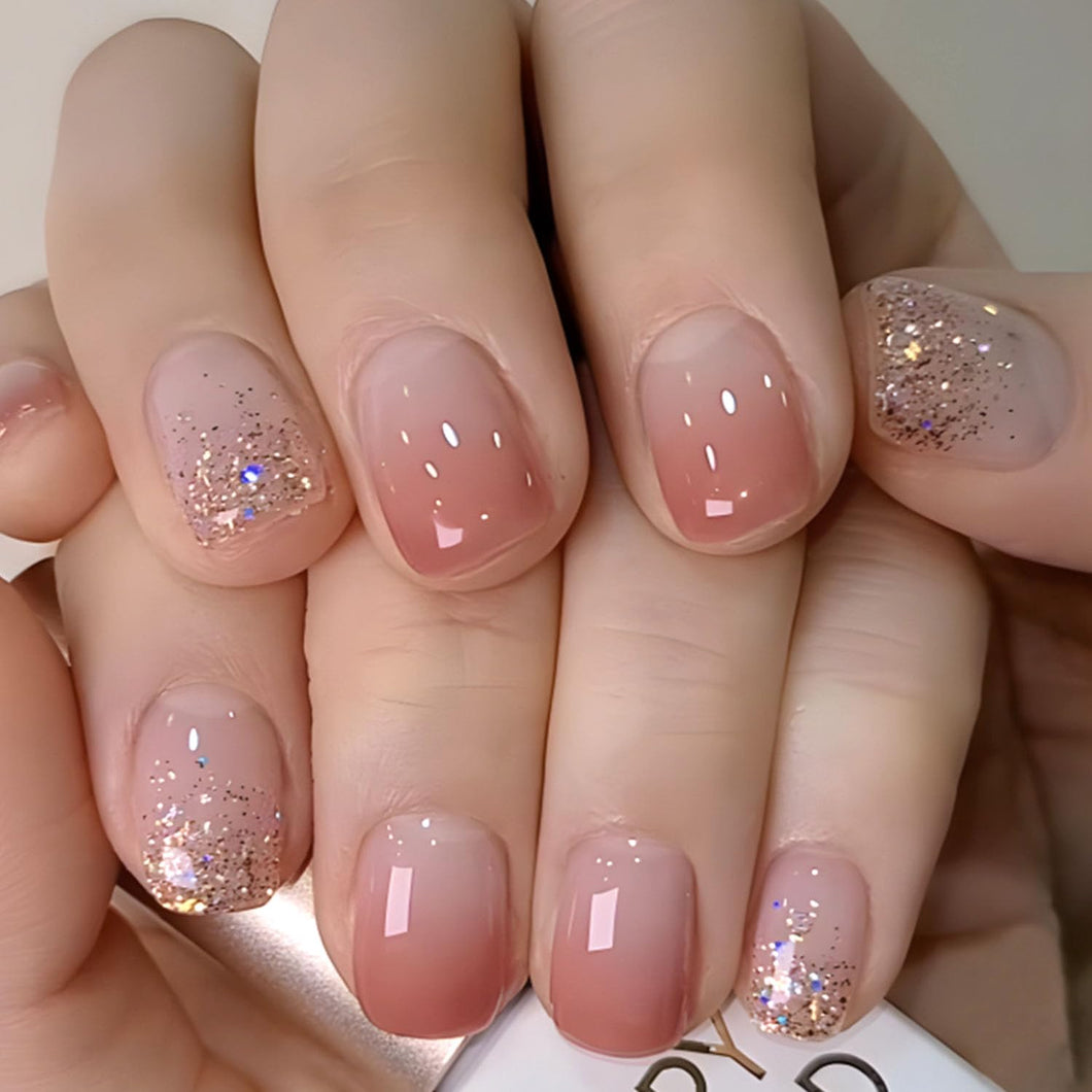 Uñas postizas cortas a presión, uñas cuadradas a presión A19