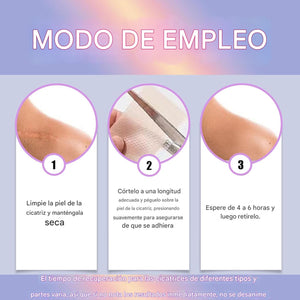 Hojas de silicona para cicatrices
