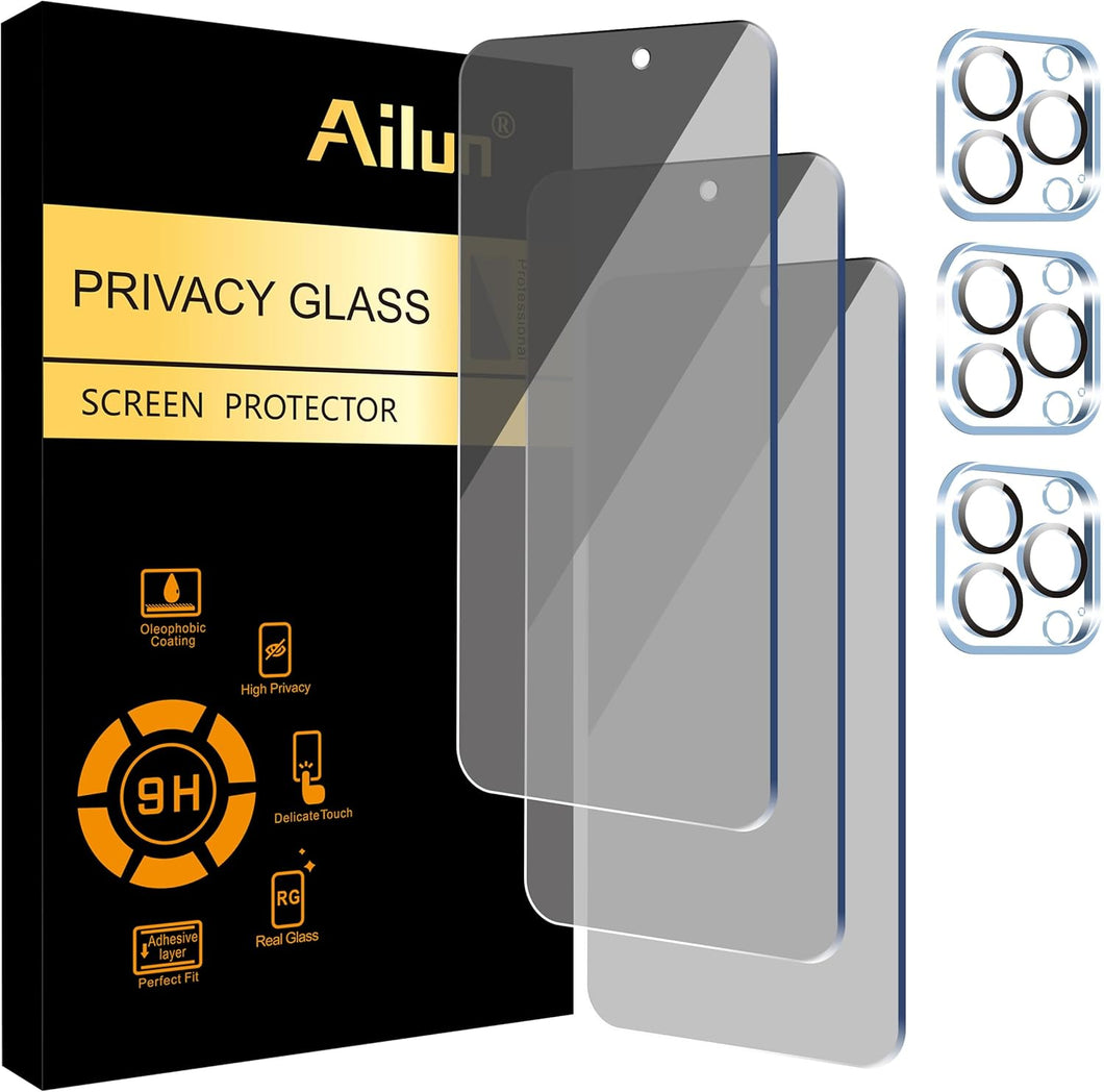 Ailun Paquete de 3 protectores de pantalla de privacidad para iPhone 15 Pro  a24