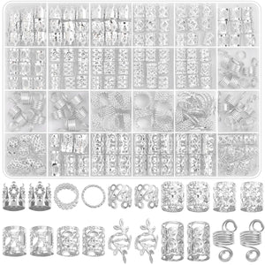220 piezas de joyería de plata para trenzas, A21 joyería Loc para rastas, dijes