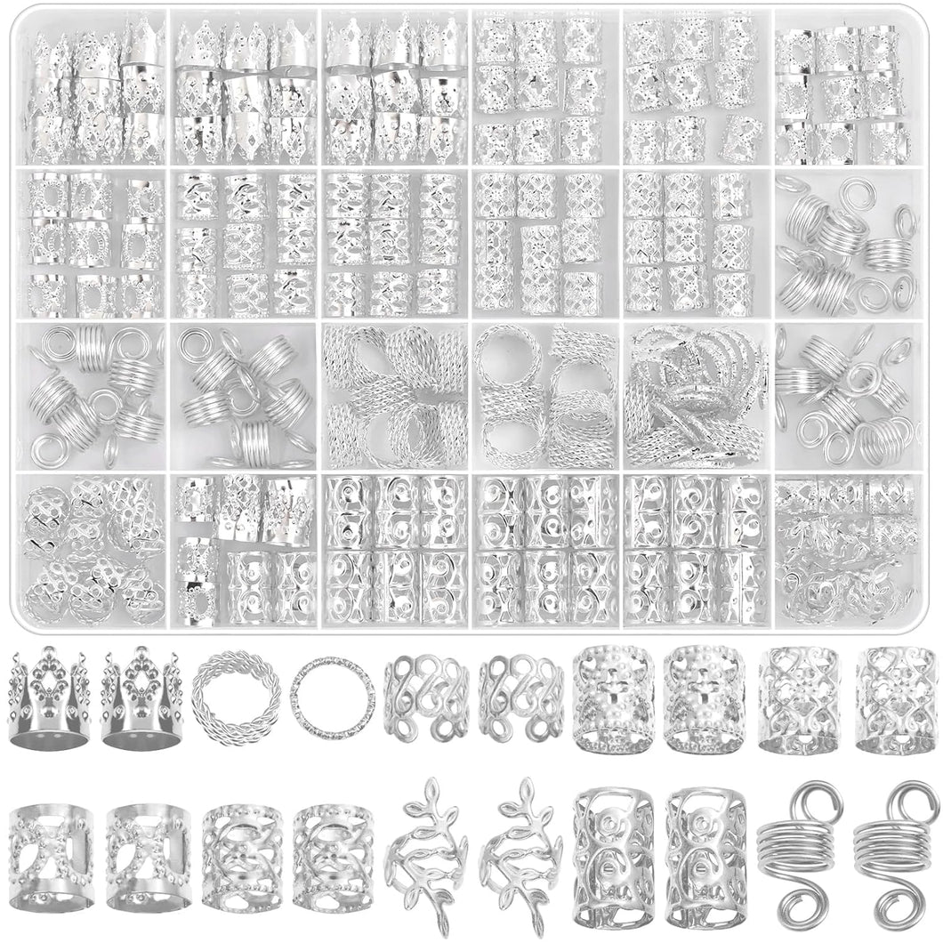 220 piezas de joyería de plata para trenzas, A21 joyería Loc para rastas, dijes