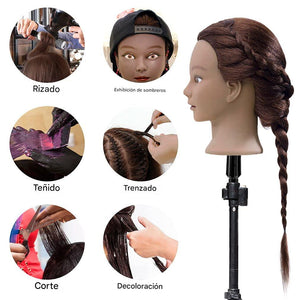 Cabeza de maniquí de cabello 100 % real