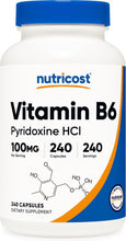 Cargar imagen en el visor de la galería, Vitamina B6 (Piridoxina HC a22 l) 100 mg, 240 Cápsulas
