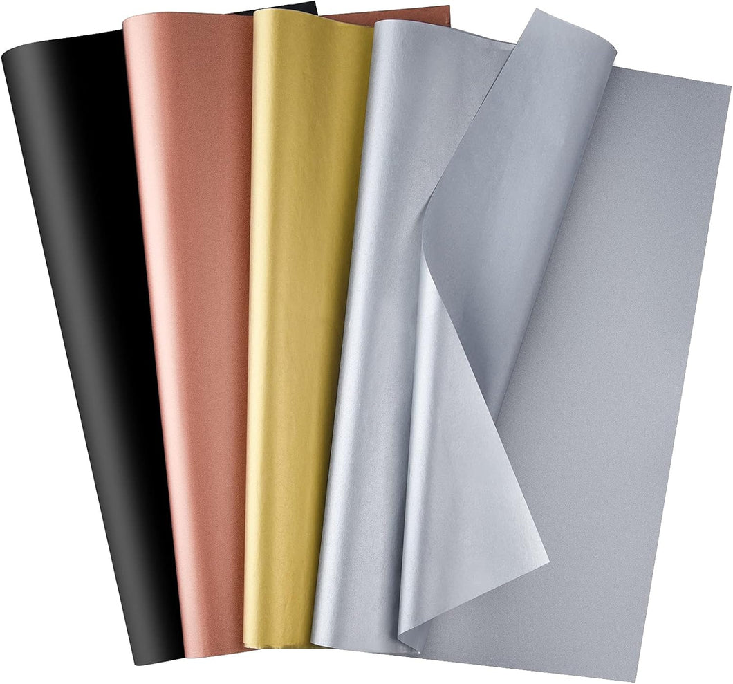 MIAHART 90 hojas de papel de seda metálico de regalo a granel para Navidad, bodas, cumpleaños, graduación, fiesta, decoración, manualidades, manualidades, 20 x 14 pulgadas (oro metálico, plata, oro A19
